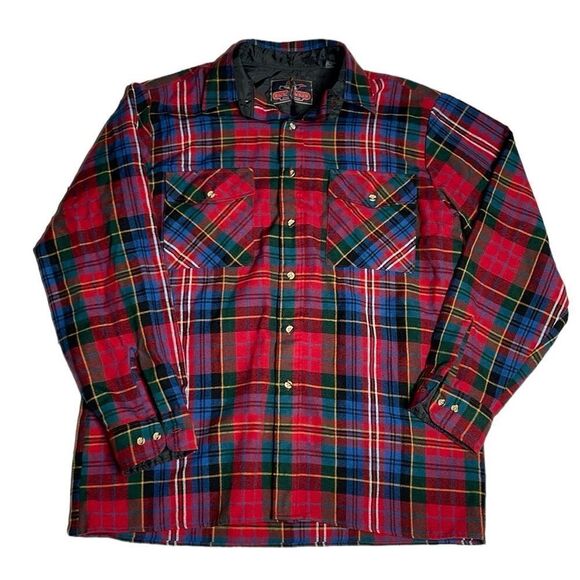 80s Vintage Backpacker Sportswear Red Holiday Winter Flannel Size Large - Picture 1 of 7